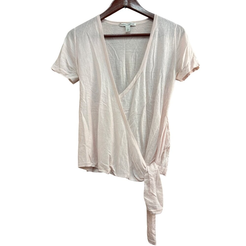 Autumn Cashmere Pink Wrap Top S  100% Cashmere